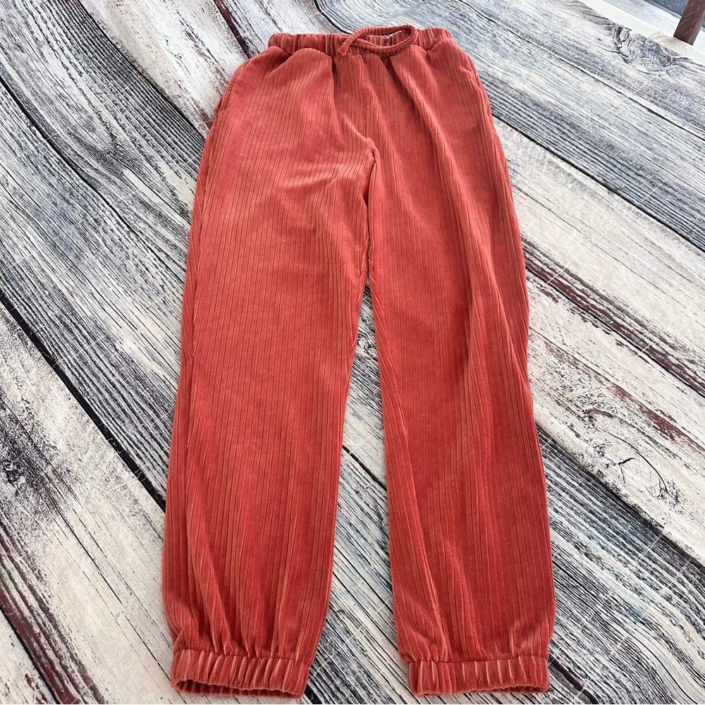 ASOS Rust Orange Ribbed Velour Lounge Set - Picture 5 of 7